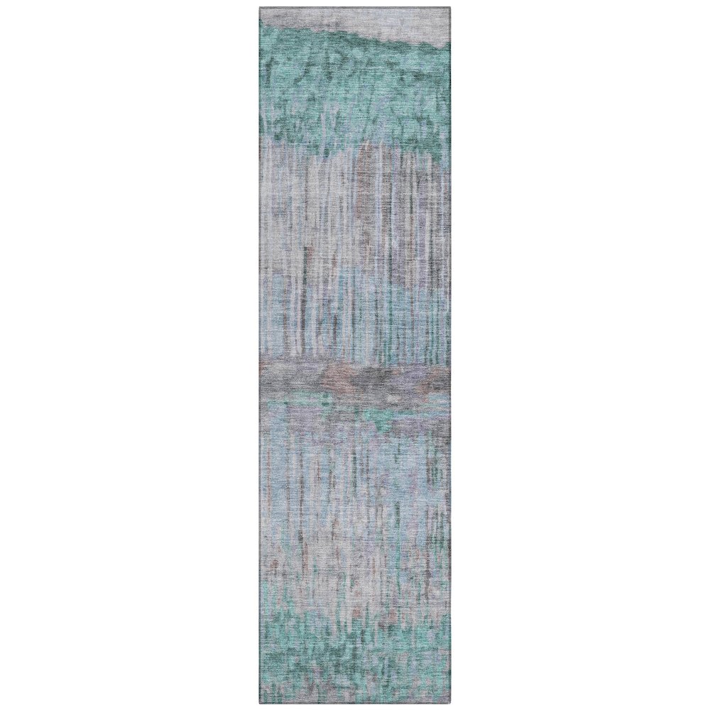 Machine Washable Indoor/Outdoor Chantille ACN2428 Teal 2'3" x 7'6" Runner Rug. Picture 1