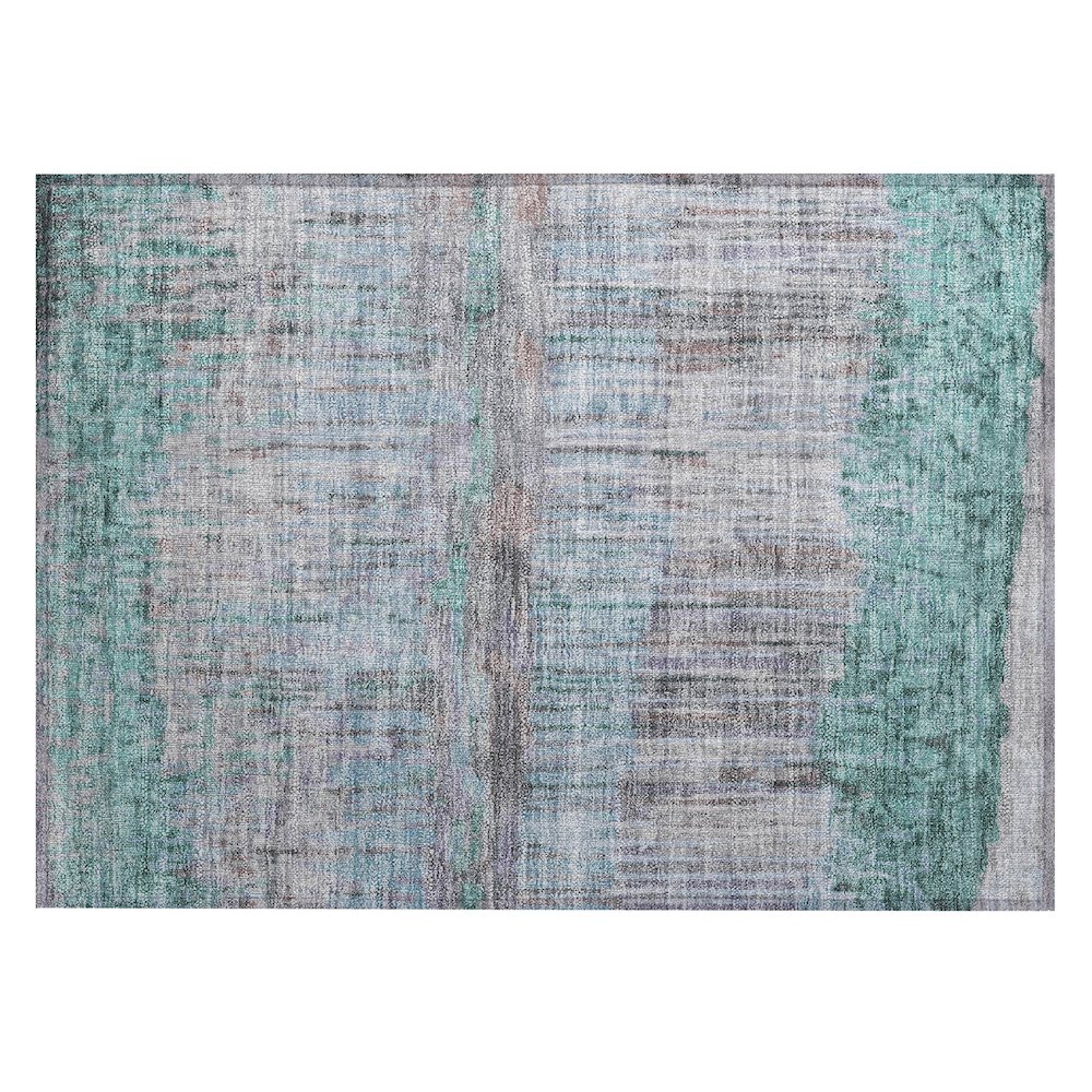 Machine Washable Indoor/Outdoor Chantille ACN2428 Teal 1'8" x 2'6" Rug. Picture 1