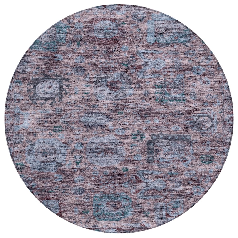 Machine Washable Indoor/Outdoor Chantille ACN2429 Purple 8' x 8' Round Rug. Picture 1