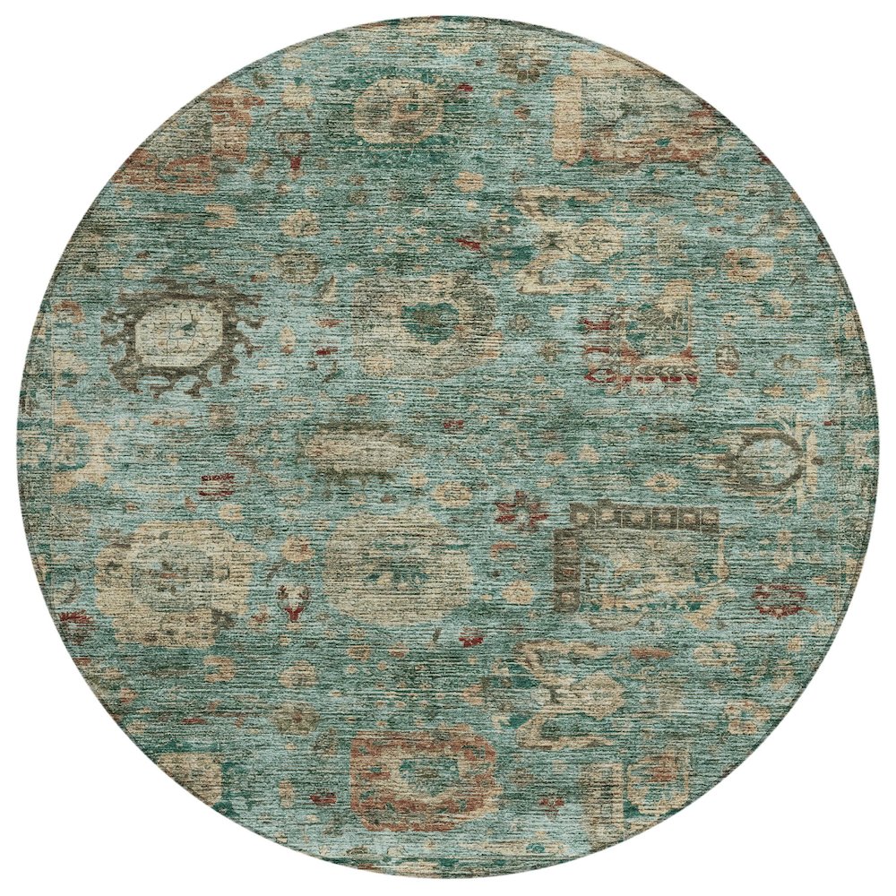 Machine Washable Indoor/Outdoor Chantille ACN2429 Blue 8' x 8' Round Rug. Picture 1