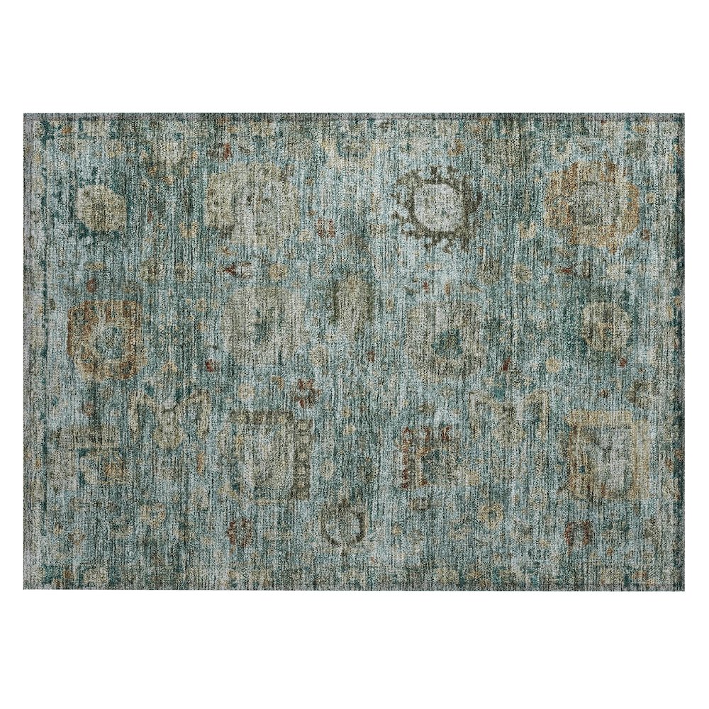 Machine Washable Indoor/Outdoor Chantille ACN2429 Teal 1'8" x 2'6" Rug. Picture 1