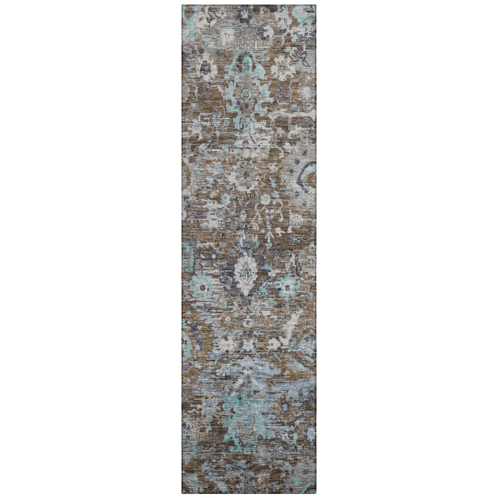 Machine Washable Indoor/Outdoor Chantille ACN2430 Brown 2'3" x 7'6" Runner Rug. Picture 1