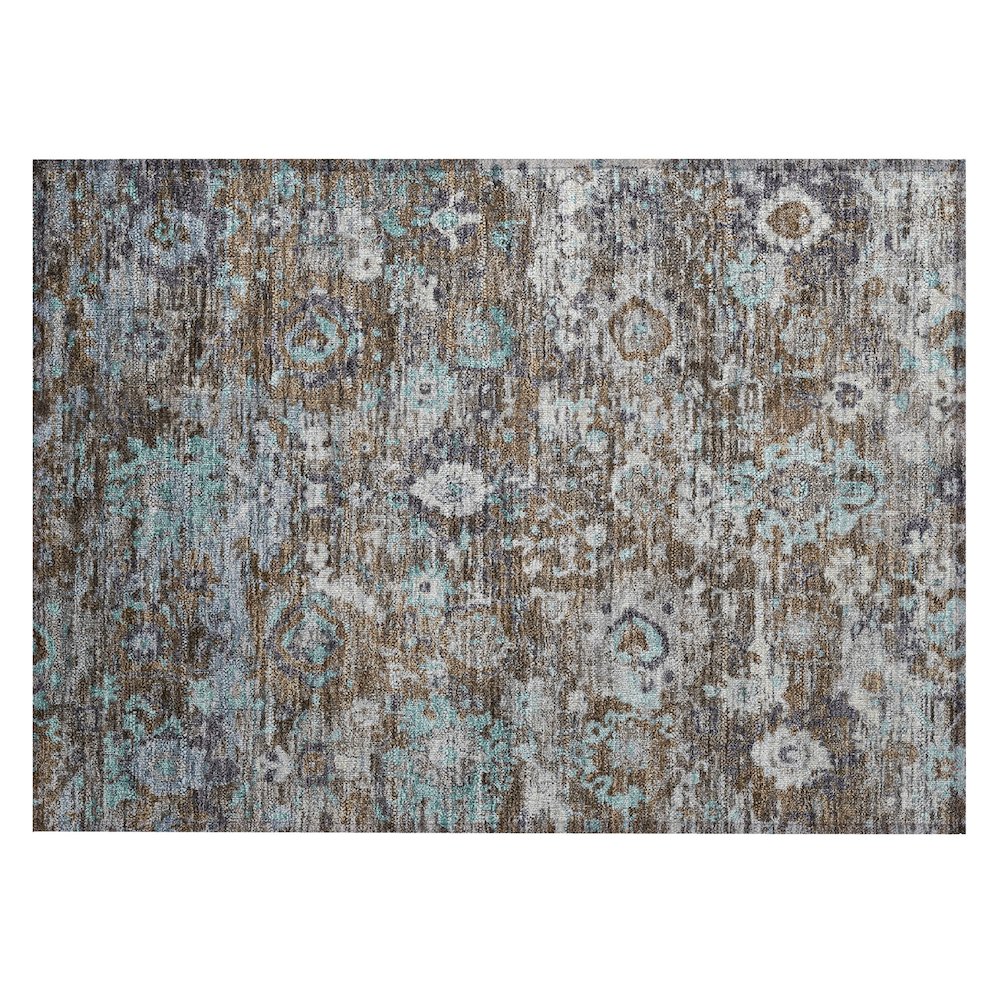 Machine Washable Indoor/Outdoor Chantille ACN2430 Brown 1'8" x 2'6" Rug. Picture 1