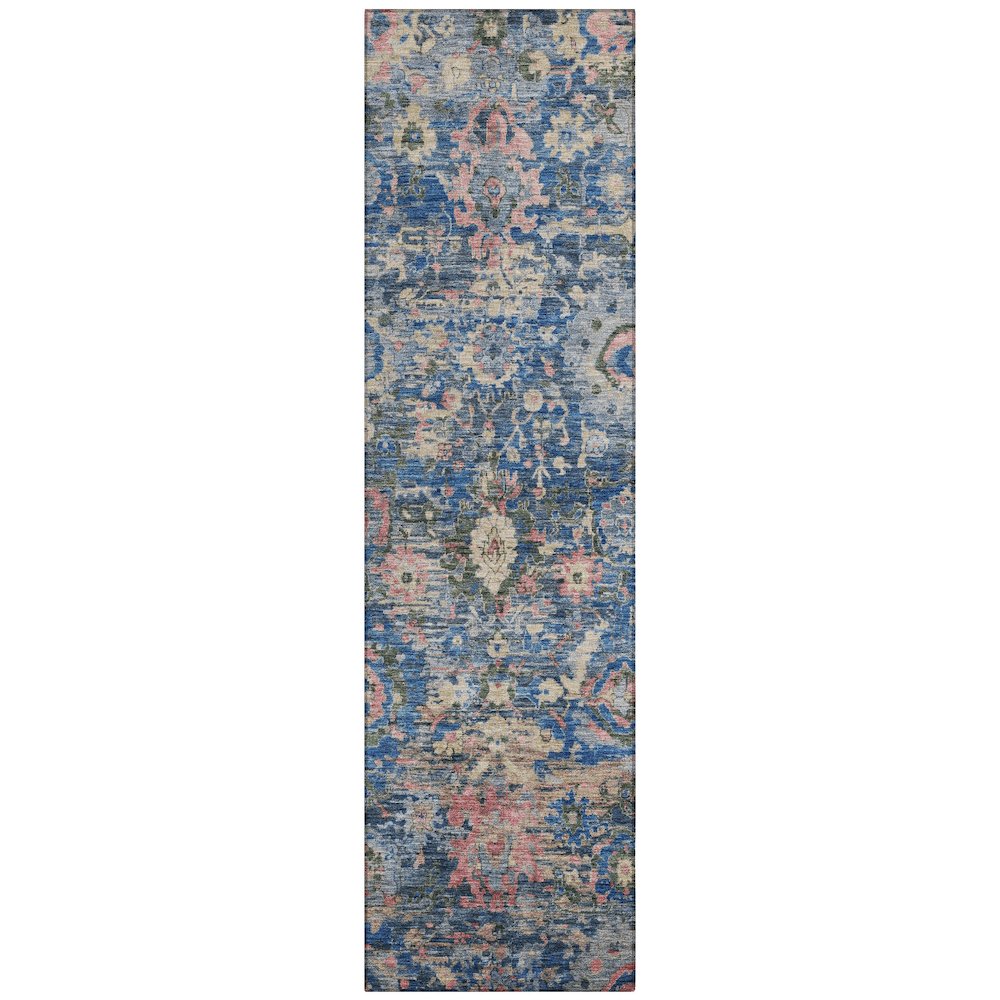 Machine Washable Indoor/Outdoor Chantille ACN2430 Blue 2'3" x 7'6" Runner Rug. Picture 1