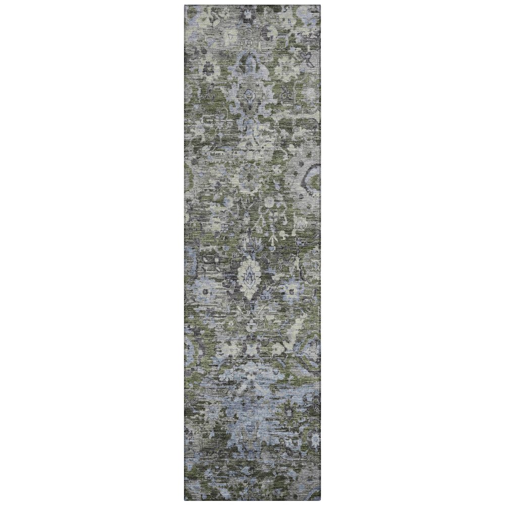 Machine Washable Indoor/Outdoor Chantille ACN2430 Green 2'3" x 7'6" Runner Rug. Picture 1