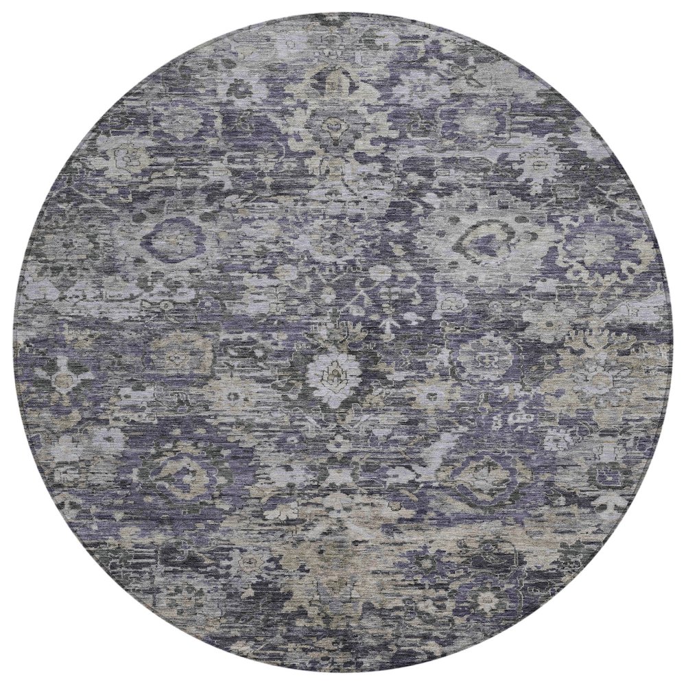 Machine Washable Indoor/Outdoor Chantille ACN2430 Purple 8' x 8' Round Rug. Picture 1