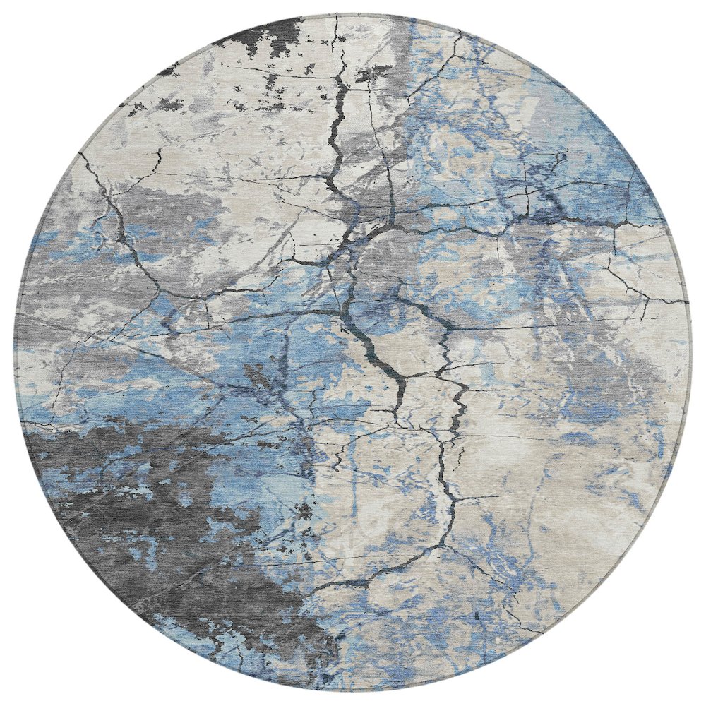 Machine Washable Indoor/Outdoor Chantille ACN2431 Blue 8' x 8' Round Rug. Picture 1