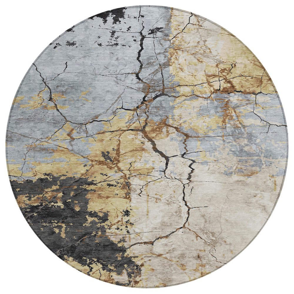 Machine Washable Indoor/Outdoor Chantille ACN2431 Gray 8' x 8' Round Rug. Picture 1