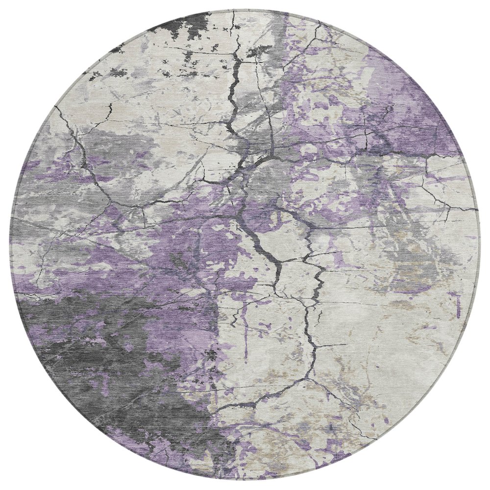 Machine Washable Indoor/Outdoor Chantille ACN2431 Purple 8' x 8' Round Rug. Picture 1