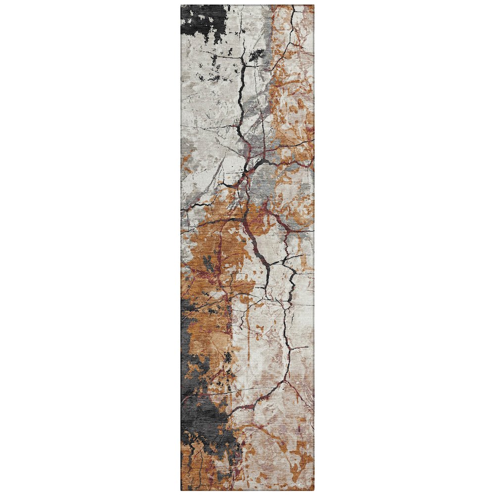 Machine Washable Indoor/Outdoor Chantille ACN2431 Orange 2'3" x 7'6" Runner Rug. Picture 1