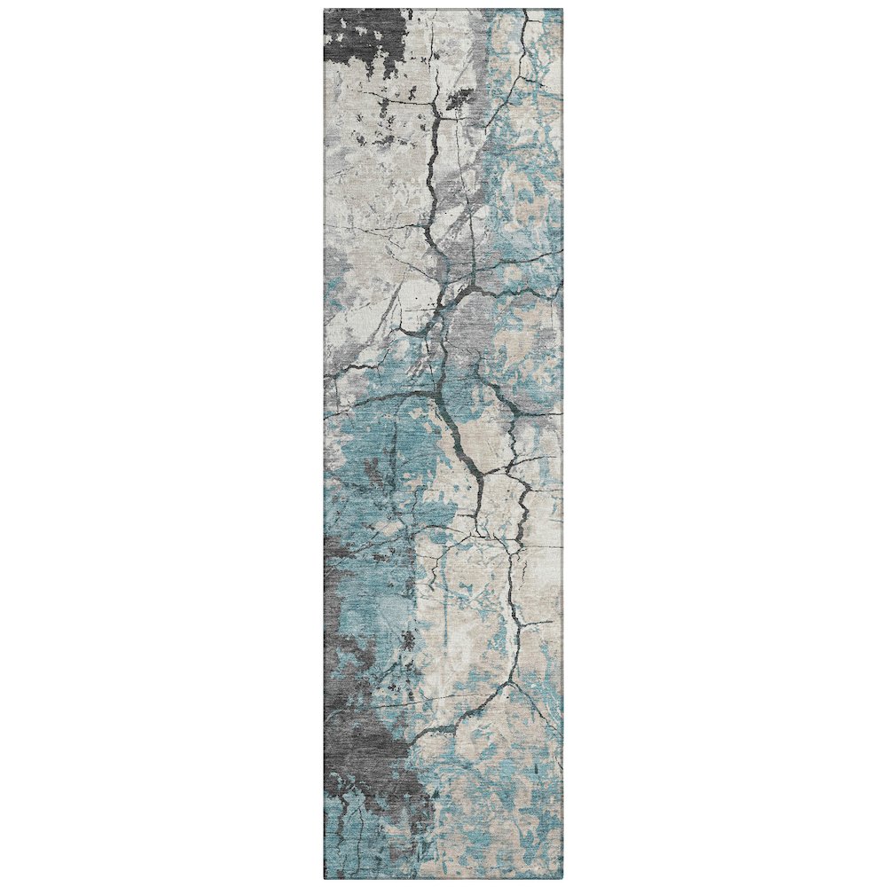 Machine Washable Indoor/Outdoor Chantille ACN2431 Teal 2'3" x 7'6" Runner Rug. Picture 1