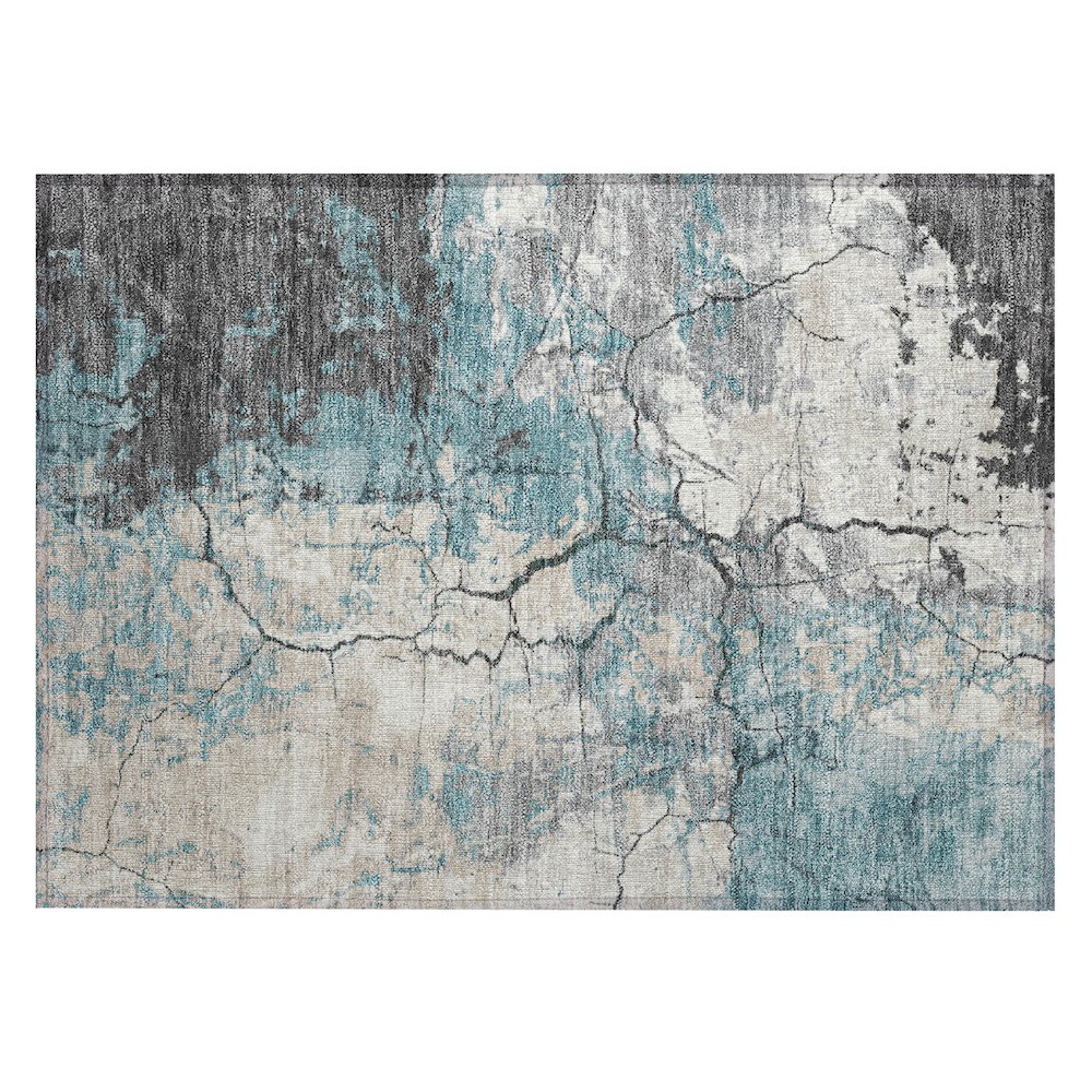 Machine Washable Indoor/Outdoor Chantille ACN2431 Teal 1'8" x 2'6" Rug. Picture 1