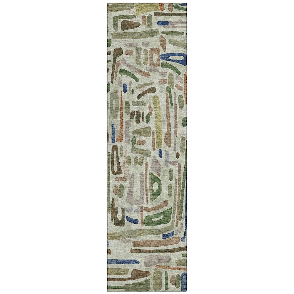 Machine Washable Indoor/Outdoor Chantille ACN2432 Green 2'3" x 7'6" Runner Rug. Picture 1