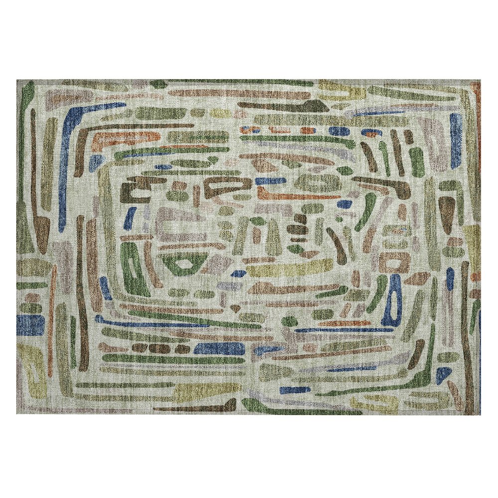 Machine Washable Indoor/Outdoor Chantille ACN2432 Green 1'8" x 2'6" Rug. Picture 1