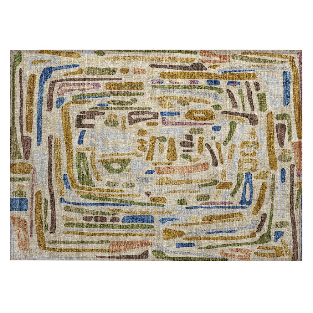 Machine Washable Indoor/Outdoor Chantille ACN2432 Brown 1'8" x 2'6" Rug. Picture 1