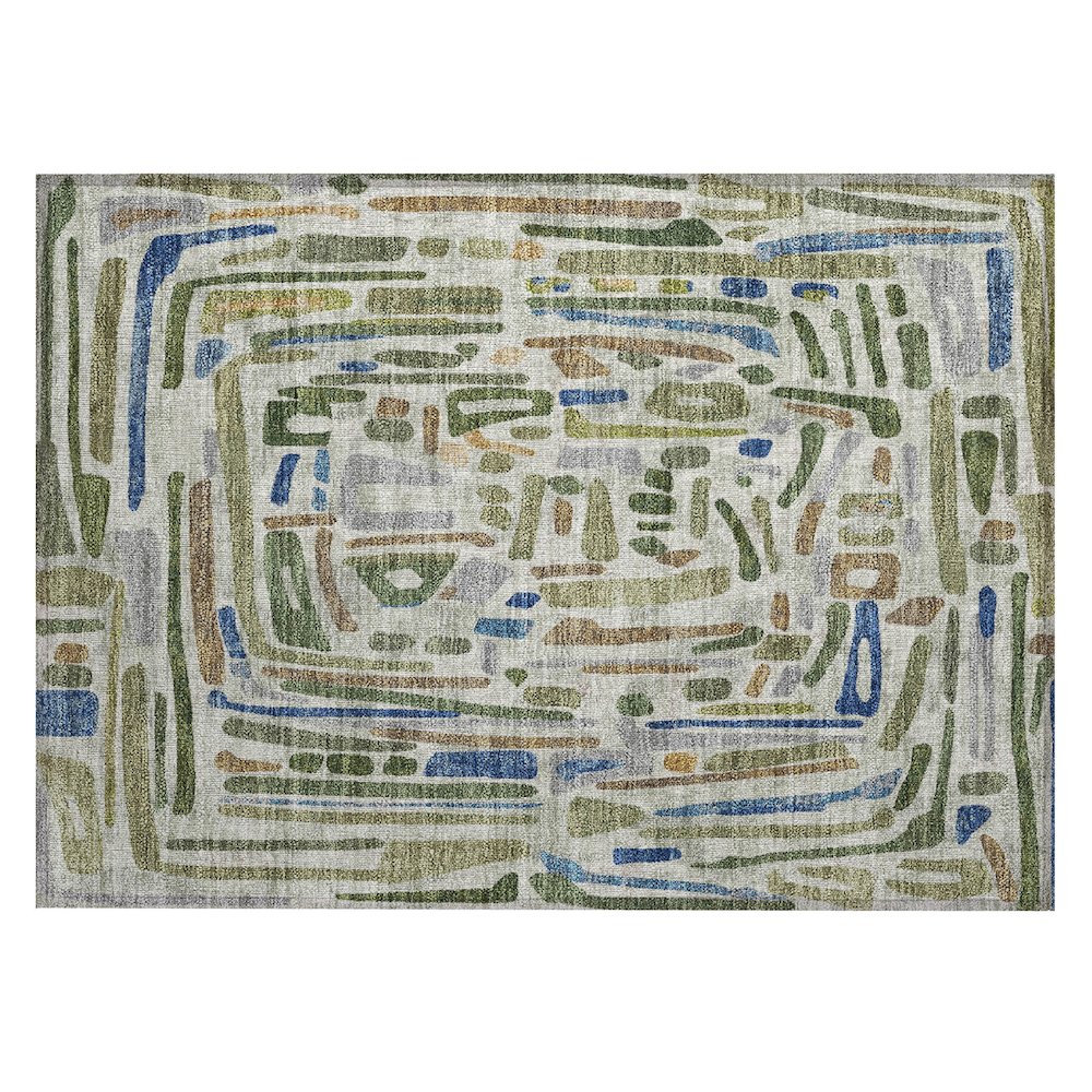 Machine Washable Indoor/Outdoor Chantille ACN2432 Green 1'8" x 2'6" Rug. Picture 1