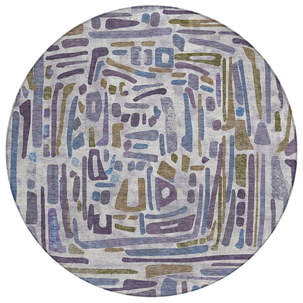 Machine Washable Indoor/Outdoor Chantille ACN2432 Purple 8' x 8' Round Rug. Picture 1