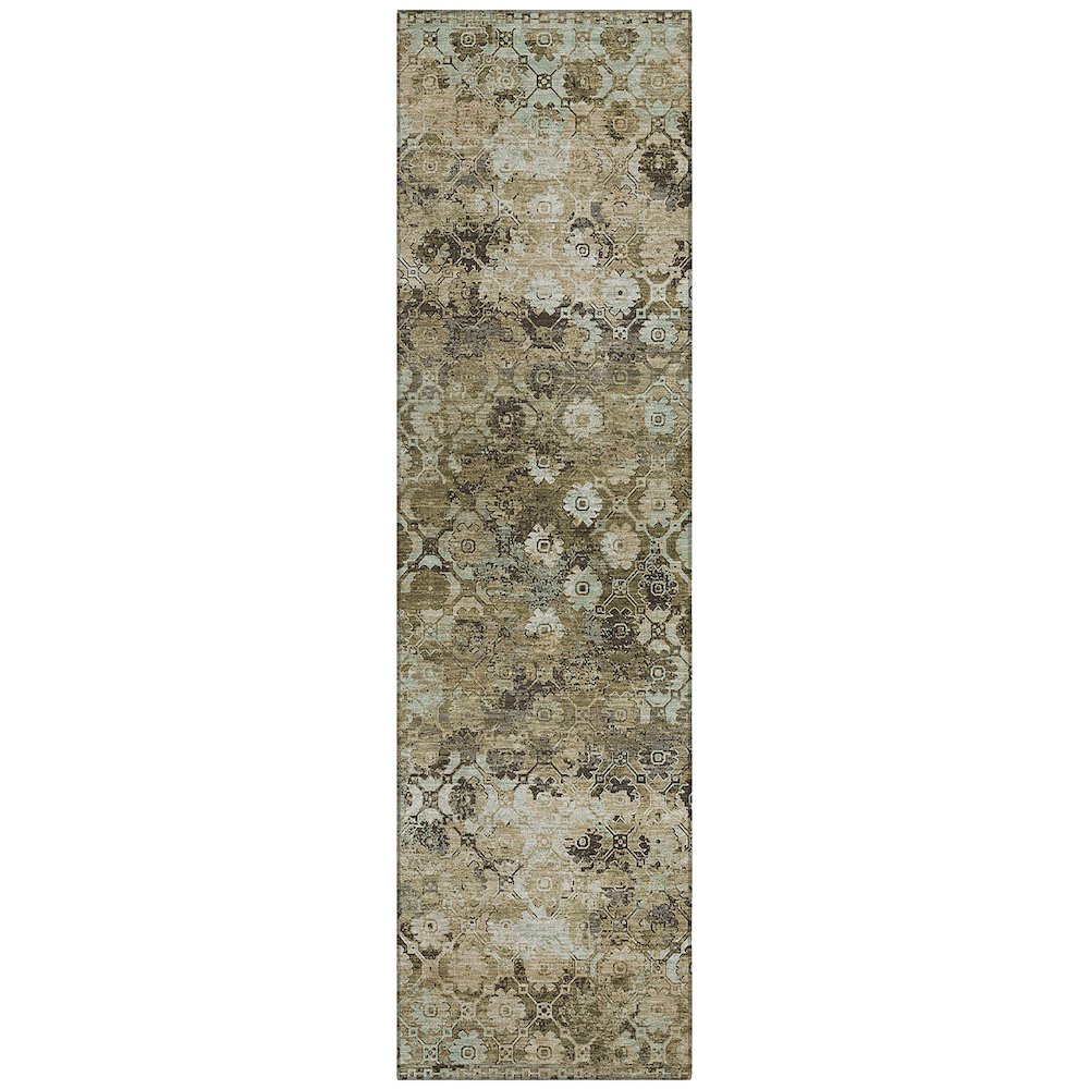 Machine Washable Indoor/Outdoor Chantille ACN2433 Brown 2'3" x 7'6" Runner Rug. Picture 1