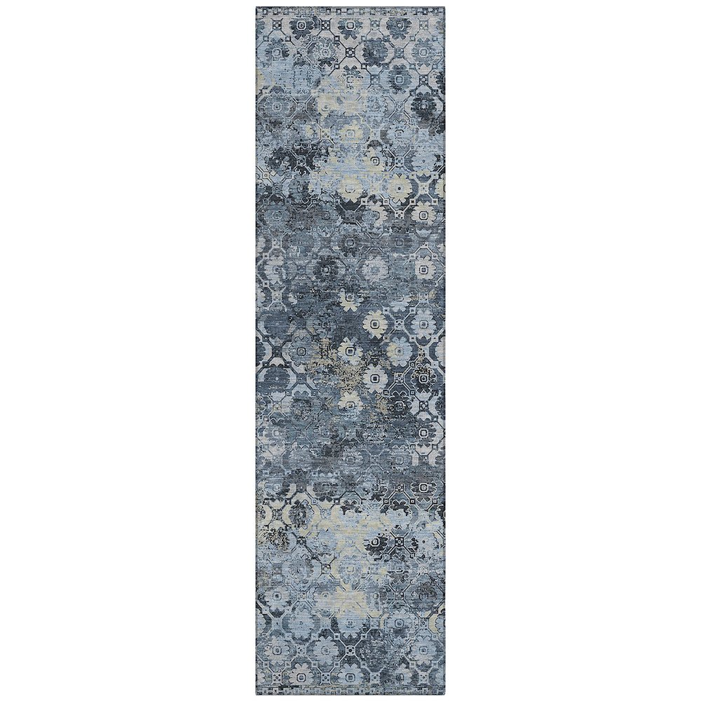 Machine Washable Indoor/Outdoor Chantille ACN2433 Blue 2'3" x 7'6" Runner Rug. Picture 1