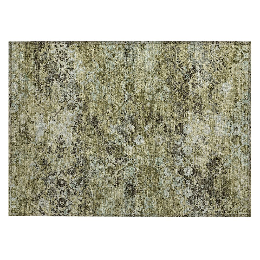 Machine Washable Indoor/Outdoor Chantille ACN2433 Green 1'8" x 2'6" Rug. Picture 1