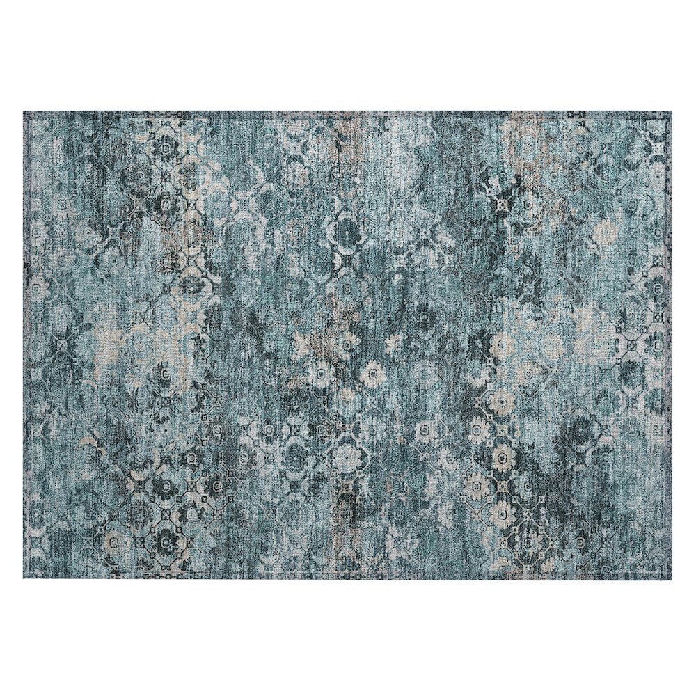 Machine Washable Indoor/Outdoor Chantille ACN2433 Teal 1'8" x 2'6" Rug. Picture 1