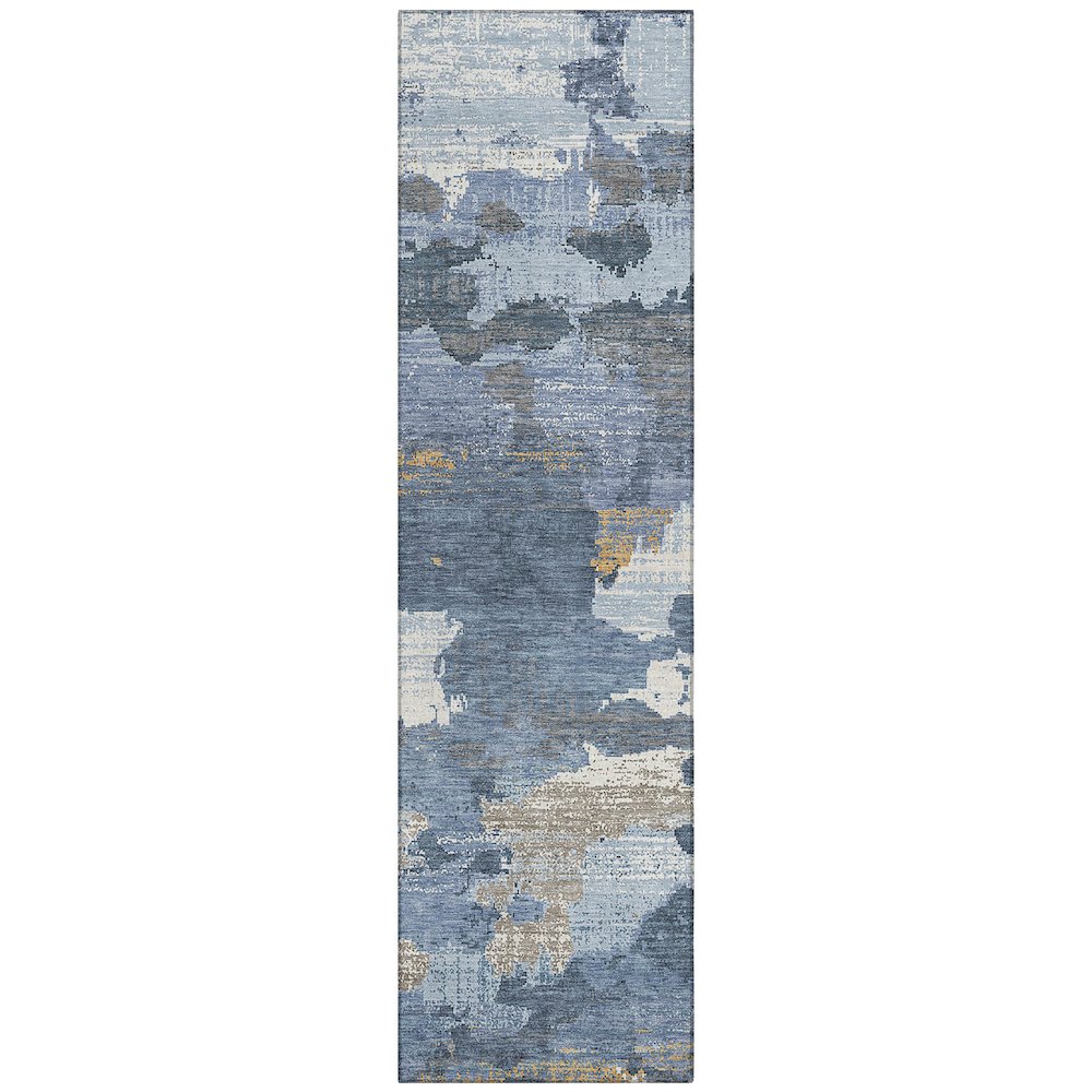 Machine Washable Indoor/Outdoor Chantille ACN2434 Blue 2'3" x 7'6" Runner Rug. Picture 1