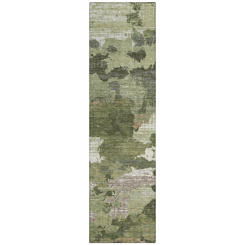 Machine Washable Indoor/Outdoor Chantille ACN2434 Green 2'3" x 7'6" Runner Rug. Picture 1