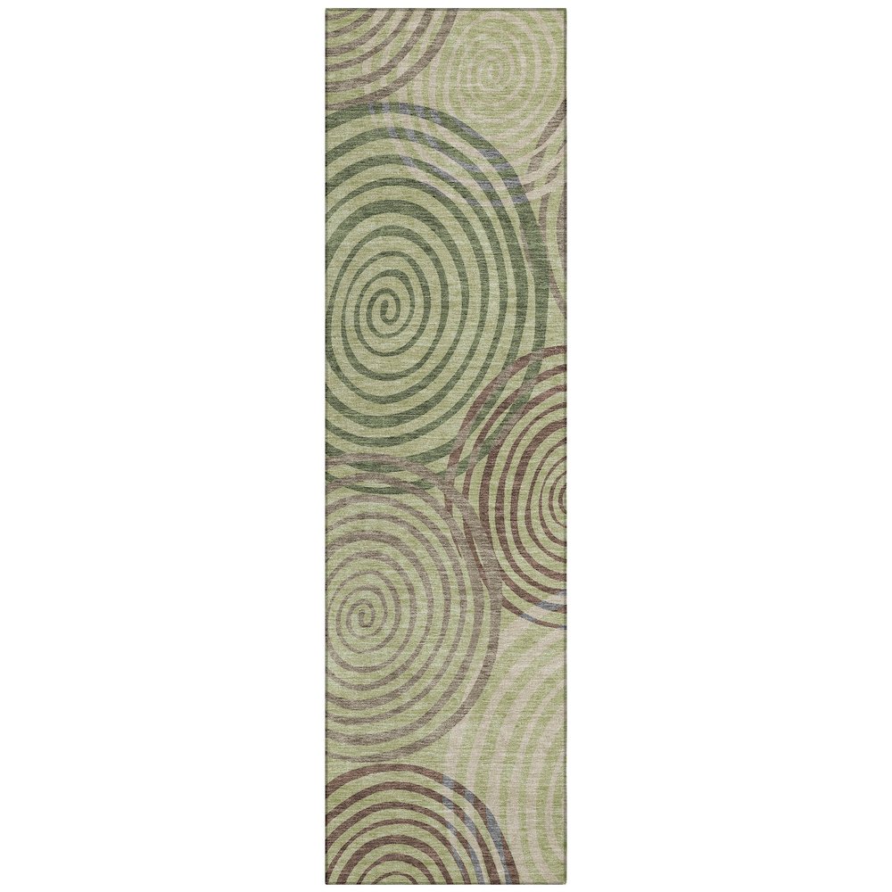 Machine Washable Indoor/Outdoor Chantille ACN2435 Green 2'3" x 7'6" Runner Rug. Picture 1