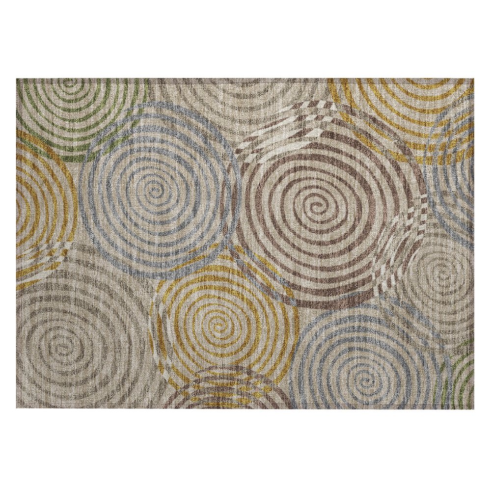Machine Washable Indoor/Outdoor Chantille ACN2435 Brown 1'8" x 2'6" Rug. Picture 1