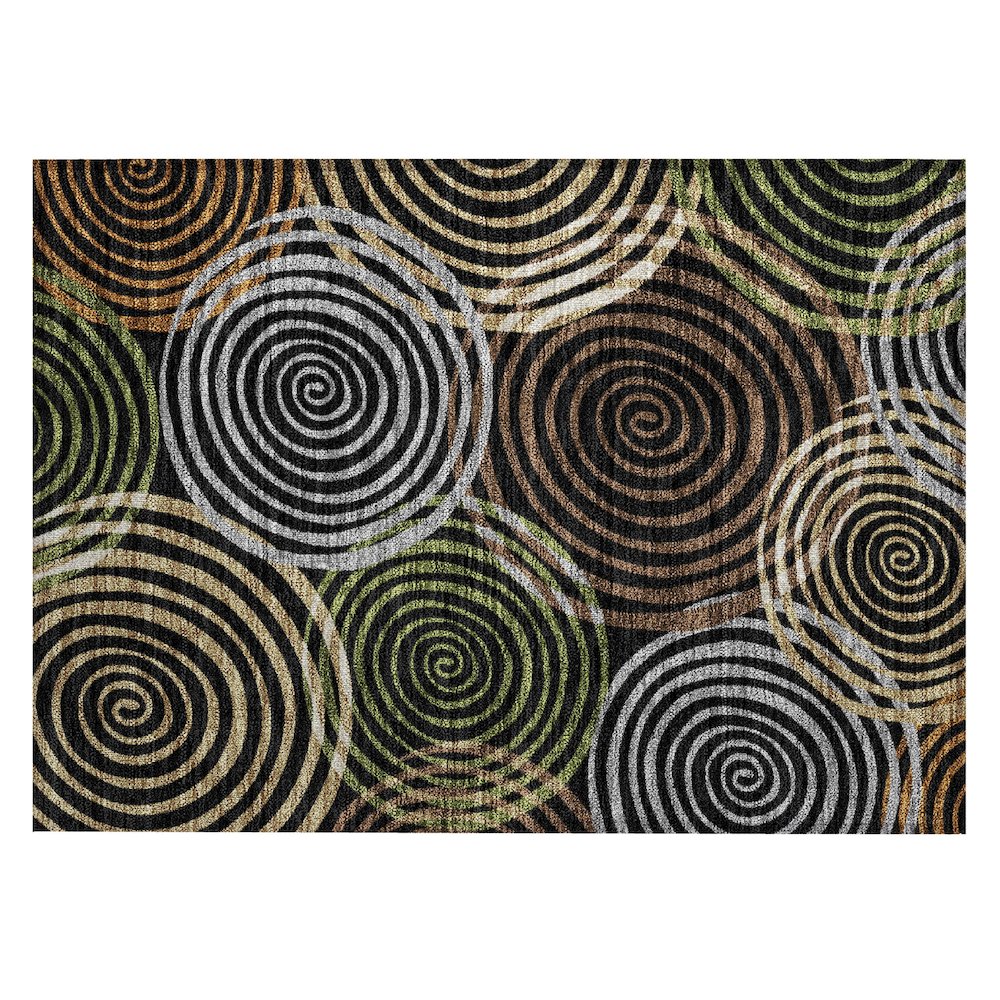 Machine Washable Indoor/Outdoor Chantille ACN2435 Black 1'8" x 2'6" Rug. Picture 1
