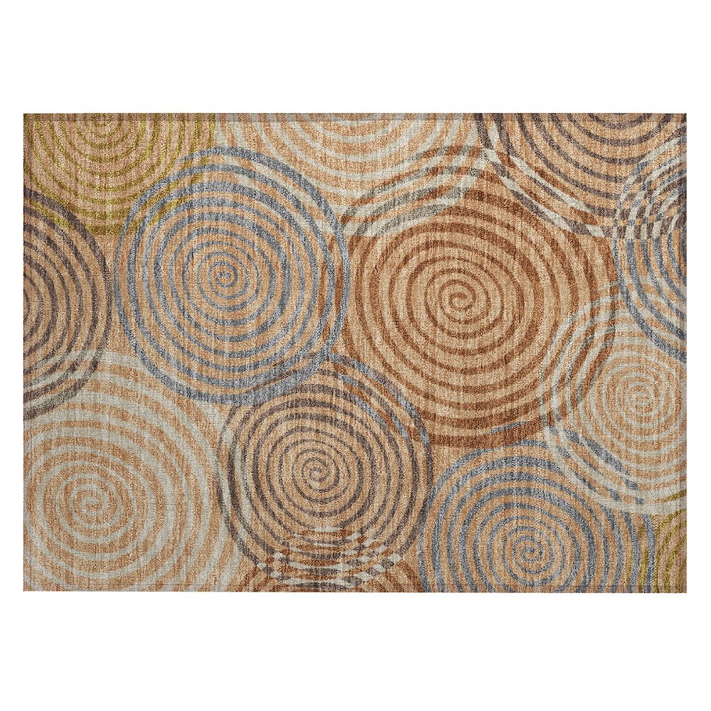 Machine Washable Indoor/Outdoor Chantille ACN2435 Orange 1'8" x 2'6" Rug. Picture 1