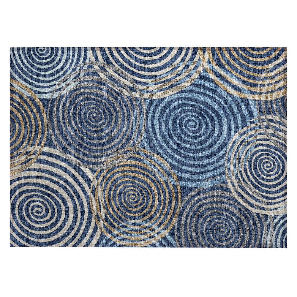 Machine Washable Indoor/Outdoor Chantille ACN2435 Blue 1'8" x 2'6" Rug. Picture 1