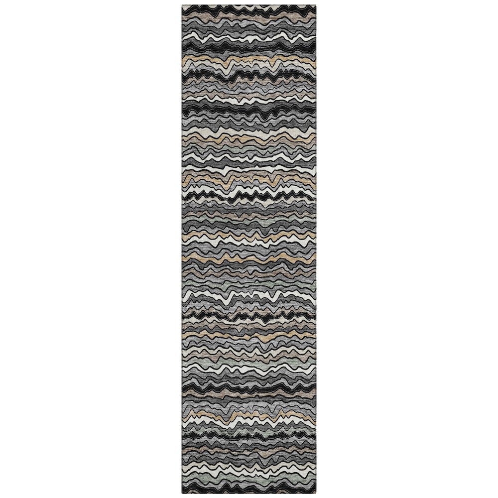 Machine Washable Indoor/Outdoor Chantille ACN2436 Black 2'3" x 7'6" Runner Rug. Picture 1
