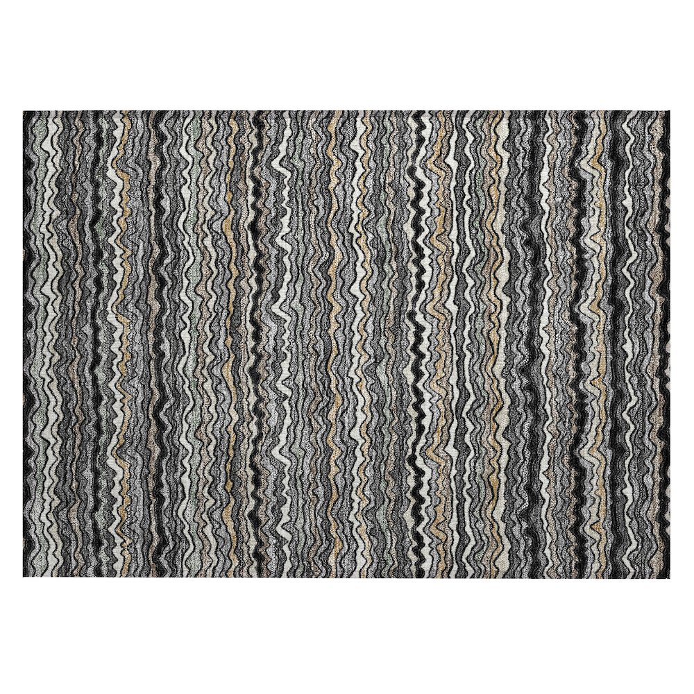 Machine Washable Indoor/Outdoor Chantille ACN2436 Black 1'8" x 2'6" Rug. Picture 1