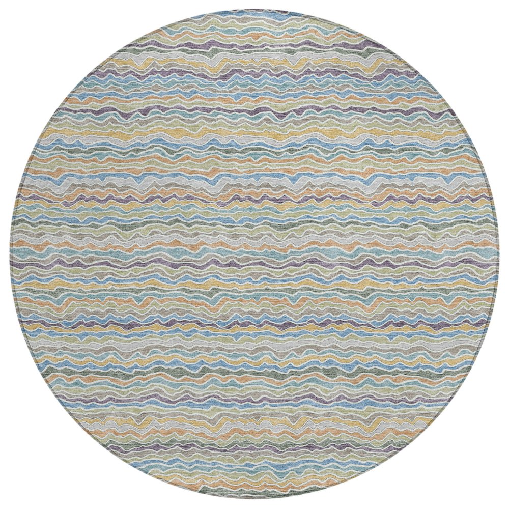 Machine Washable Indoor/Outdoor Chantille ACN2436 Blue 8' x 8' Round Rug. Picture 1