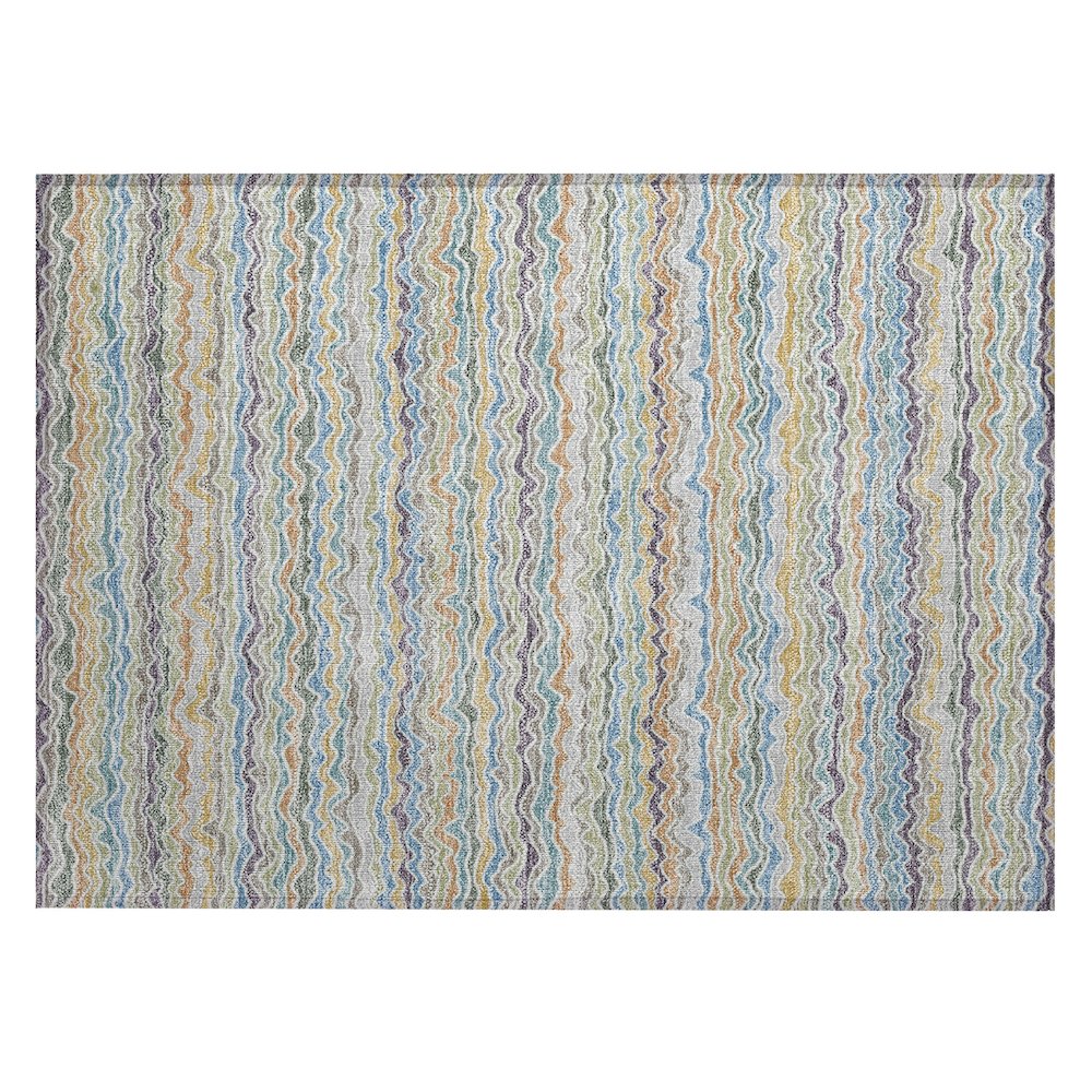 Machine Washable Indoor/Outdoor Chantille ACN2436 Blue 1'8" x 2'6" Rug. Picture 1