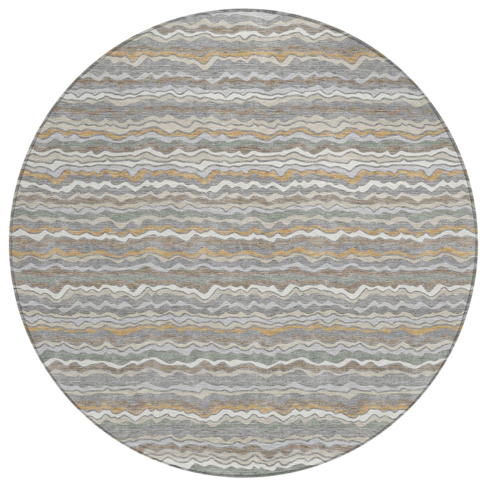 Machine Washable Indoor/Outdoor Chantille ACN2436 Gray 8' x 8' Round Rug. Picture 1