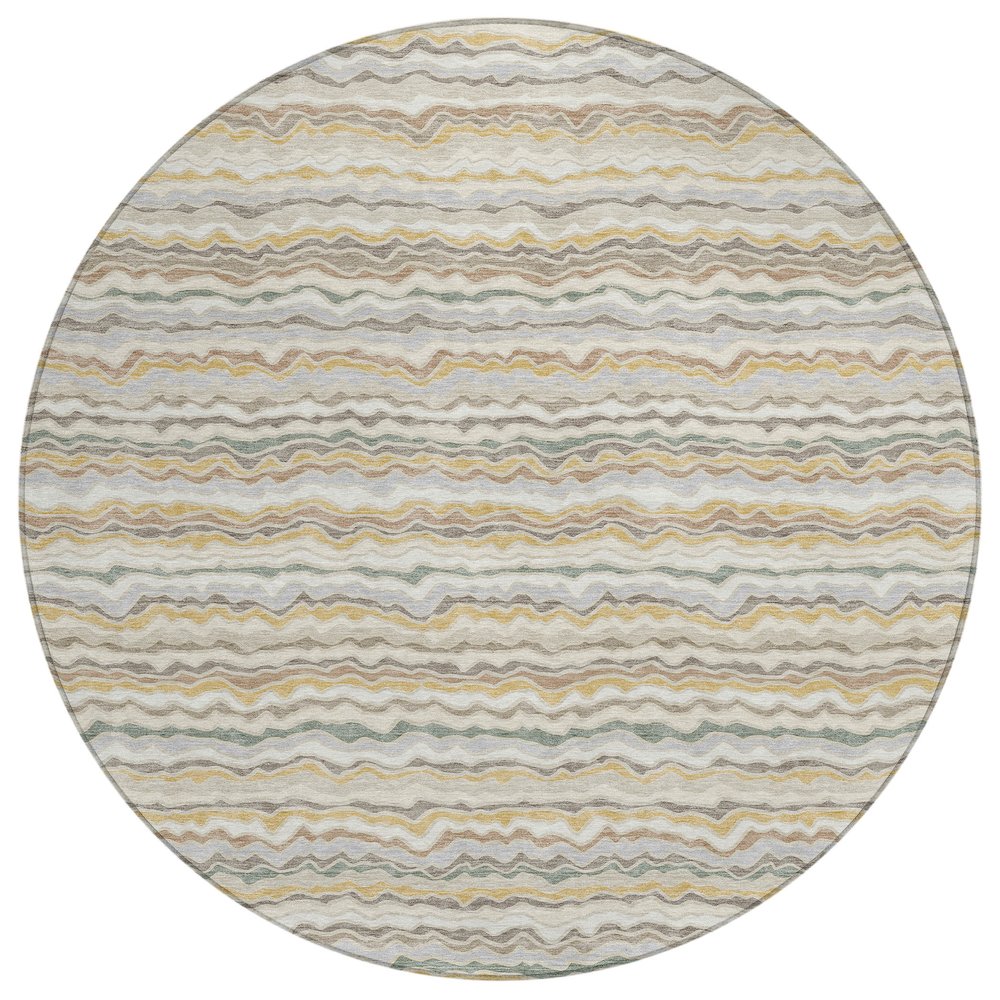 Machine Washable Indoor/Outdoor Chantille ACN2436 Ivory 8' x 8' Round Rug. Picture 1