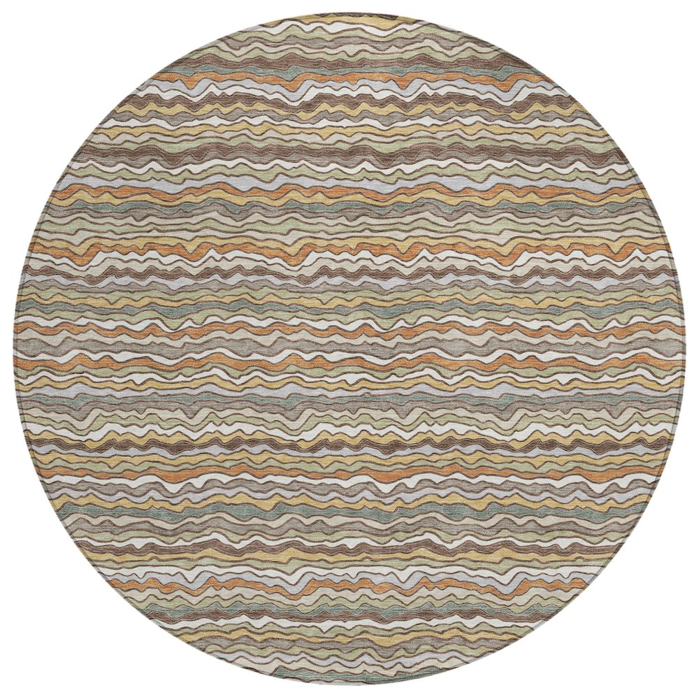 Machine Washable Indoor/Outdoor Chantille ACN2436 Brown 8' x 8' Round Rug. Picture 1