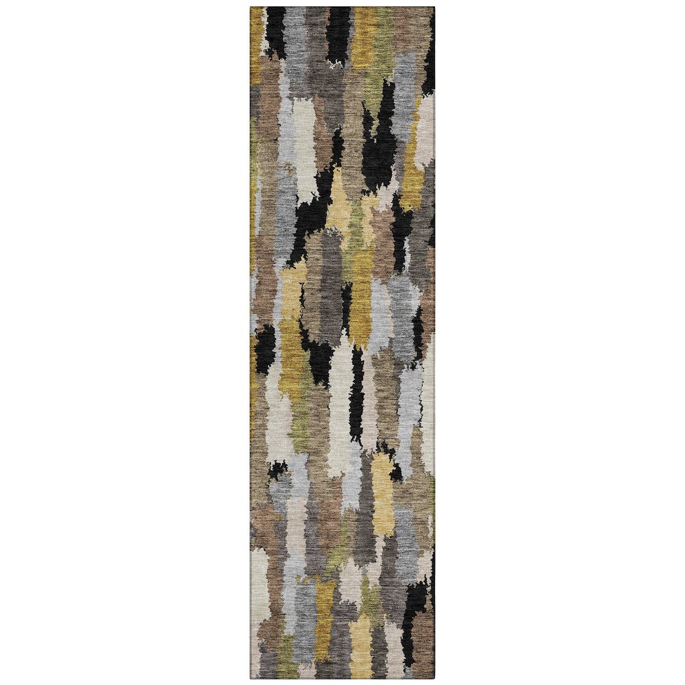Machine Washable Indoor/Outdoor Chantille ACN2437 Black 2'3" x 7'6" Runner Rug. Picture 1