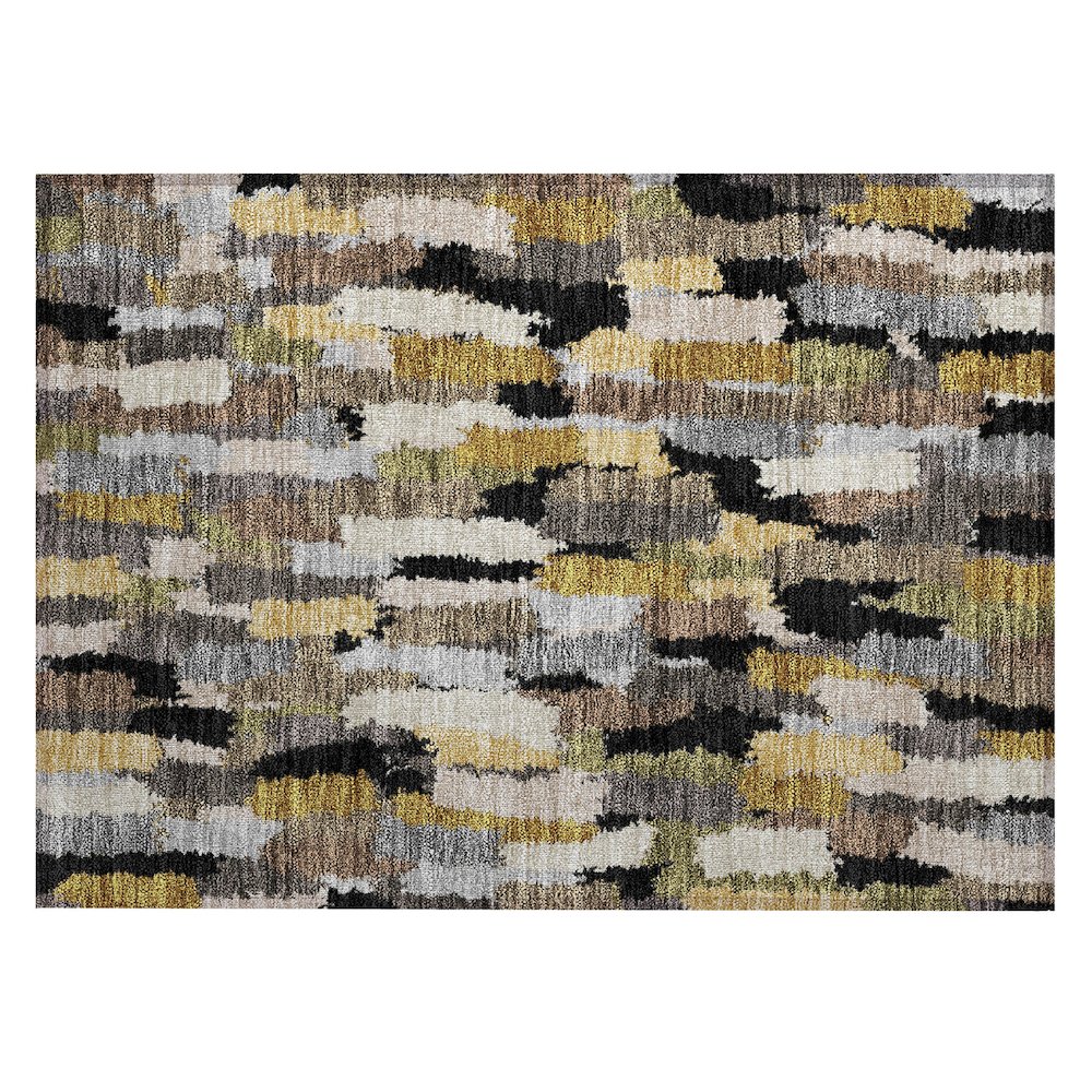 Machine Washable Indoor/Outdoor Chantille ACN2437 Black 1'8" x 2'6" Rug. Picture 1