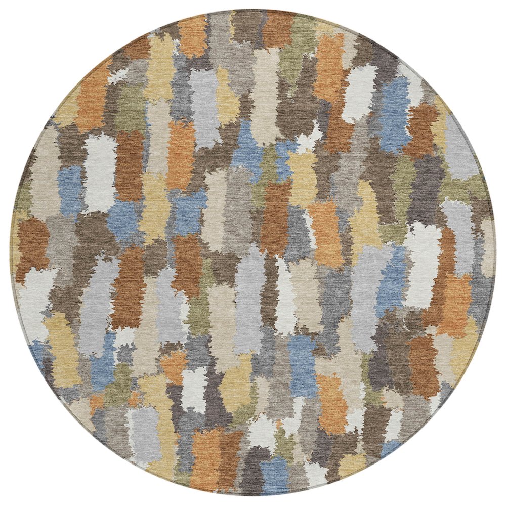 Machine Washable Indoor/Outdoor Chantille ACN2437 Brown 8' x 8' Round Rug. Picture 1