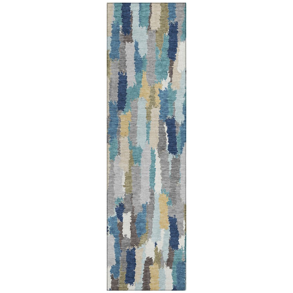 Machine Washable Indoor/Outdoor Chantille ACN2437 Teal 2'3" x 7'6" Runner Rug. Picture 1