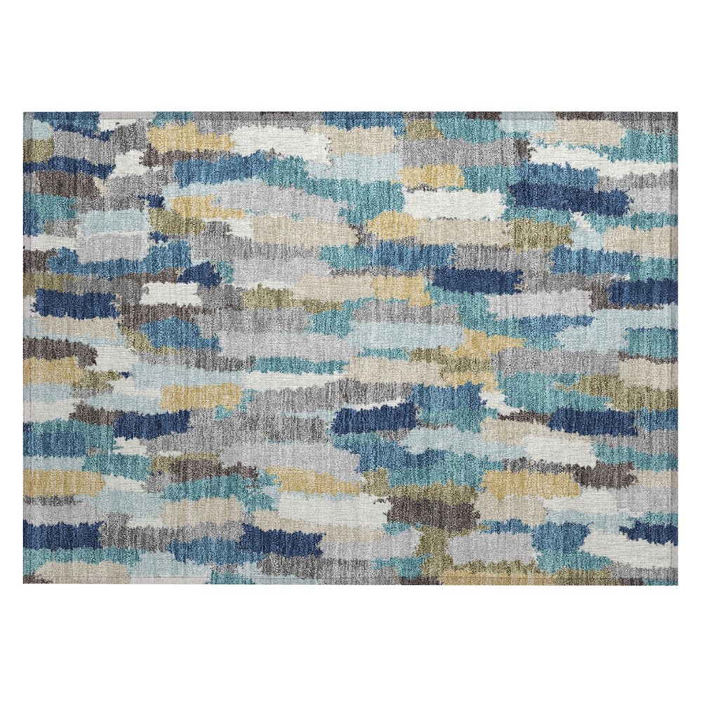 Machine Washable Indoor/Outdoor Chantille ACN2437 Teal 1'8" x 2'6" Rug. Picture 1