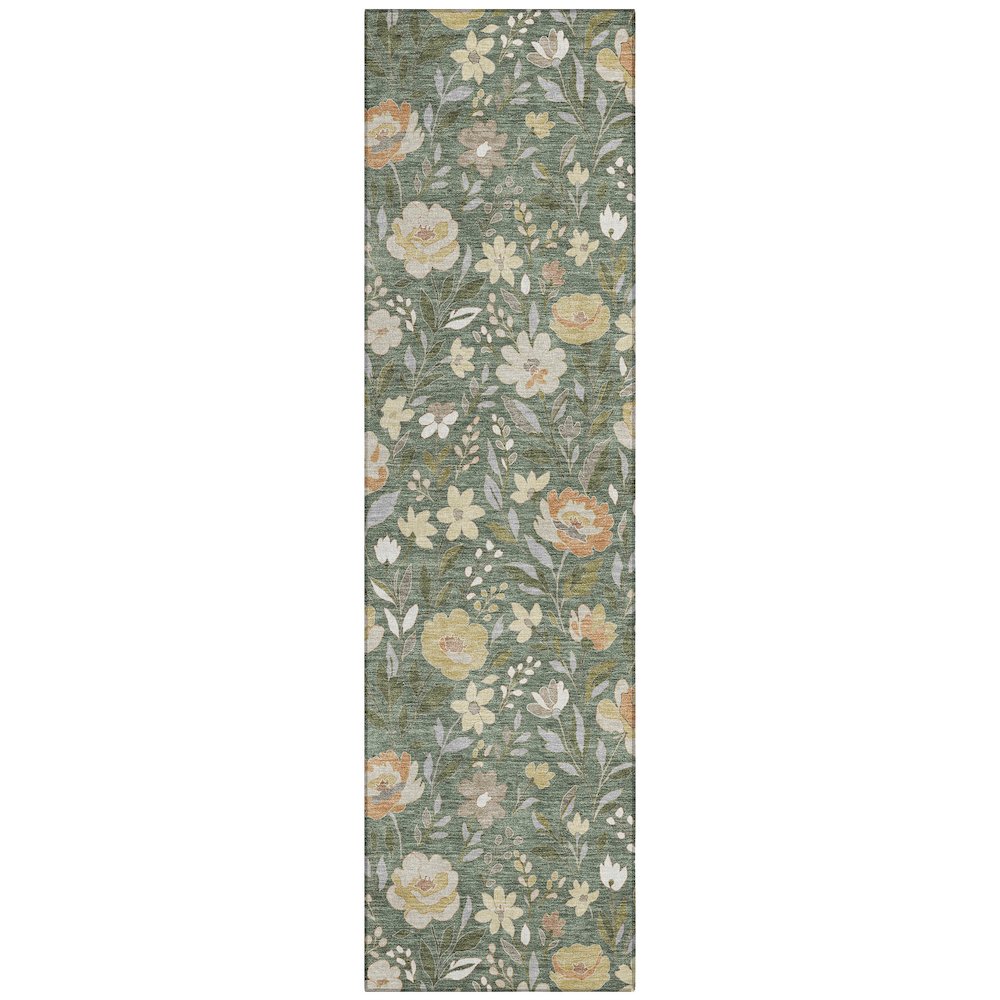 Machine Washable Indoor/Outdoor Chantille ACN2438 Green 2'3" x 7'6" Runner Rug. Picture 1