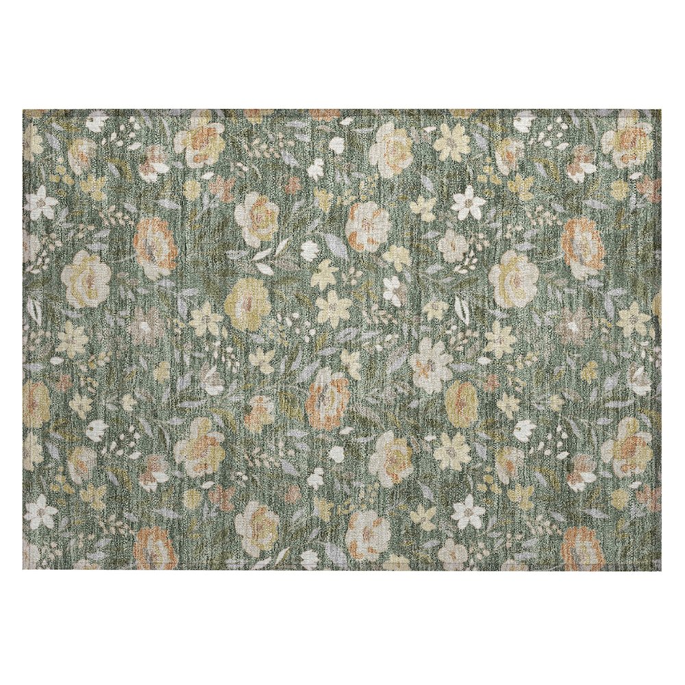 Machine Washable Indoor/Outdoor Chantille ACN2438 Green 1'8" x 2'6" Rug. Picture 1