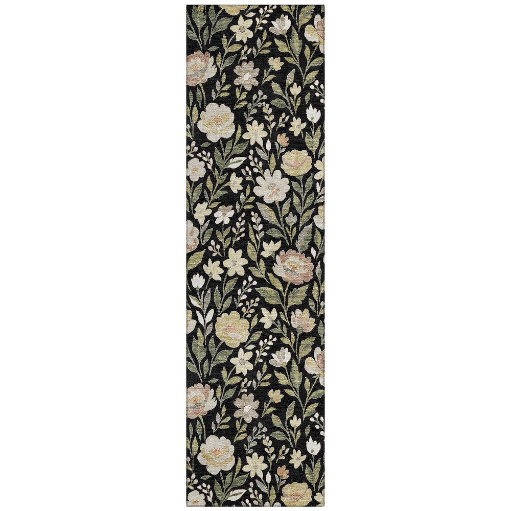 Machine Washable Indoor/Outdoor Chantille ACN2438 Black 2'3" x 7'6" Runner Rug. Picture 1