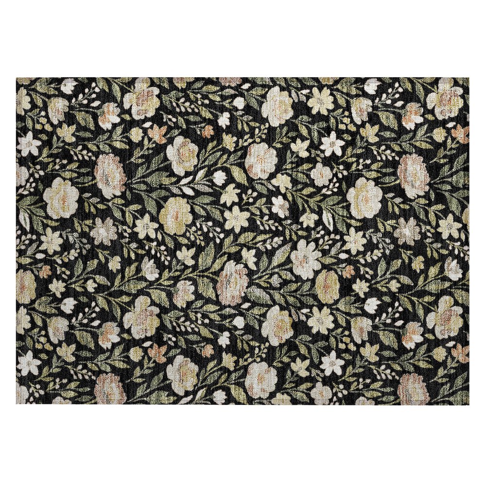 Machine Washable Indoor/Outdoor Chantille ACN2438 Black 1'8" x 2'6" Rug. Picture 1