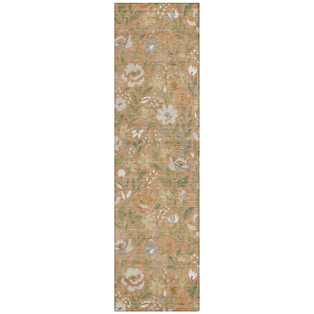 Machine Washable Indoor/Outdoor Chantille ACN2438 Orange 2'3" x 7'6" Runner Rug. Picture 1