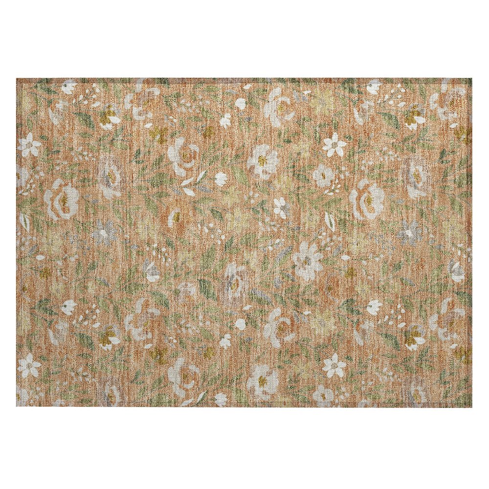 Machine Washable Indoor/Outdoor Chantille ACN2438 Orange 1'8" x 2'6" Rug. Picture 1